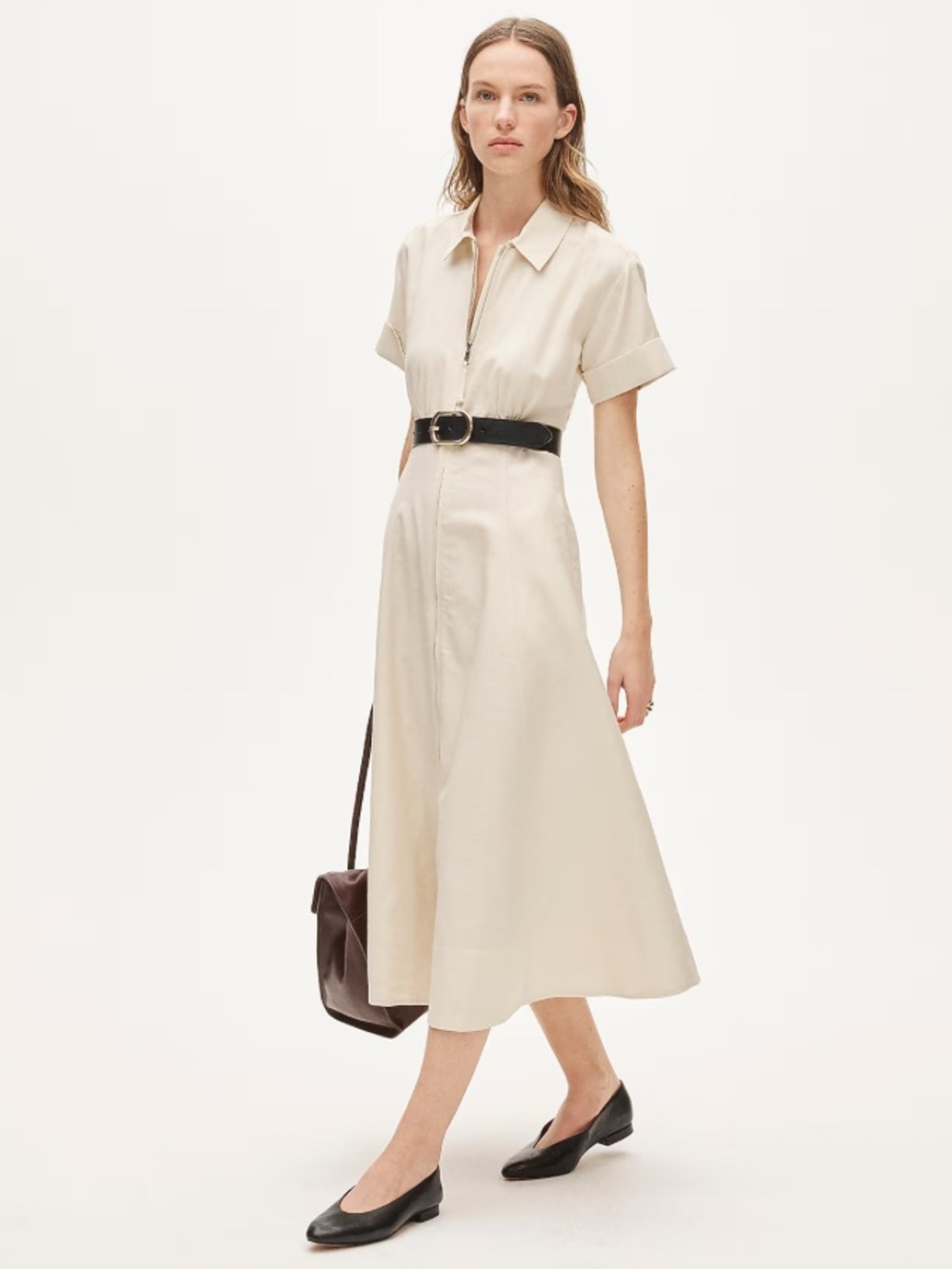 J. Crew Zip-up shirt-dress in Gramercy linen blend - Sandy Hay